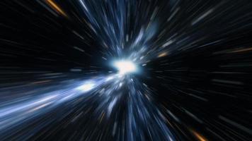 Space warp blue light hyper jump into another galaxy background video