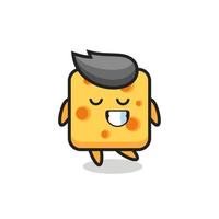 cheese cartoon illustration with a shy expression vector