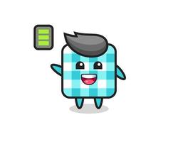 checkered tablecloth mascot character with energetic gesture vector