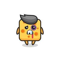 injured cheese character with a bruised face vector