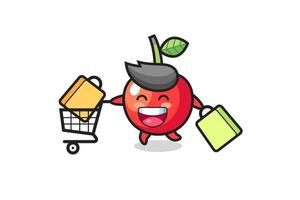 black Friday illustration with cute cherry mascot vector
