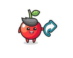 cute cherry hold social media share symbol vector