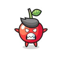 wrathful expression of the cherry mascot character vector