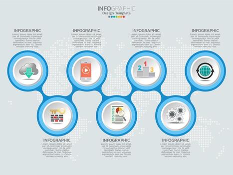 Infographics timeline design template with icons and text label. vector