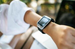 Smart watch on the wrist photo