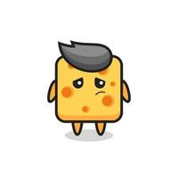 the mascot of the cheese with skeptical face vector