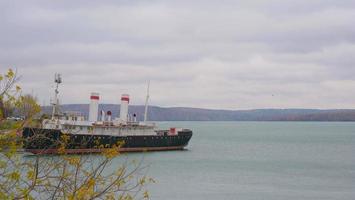 Retro vintage Angara Icebreaker ship in Irkutsk Russia photo