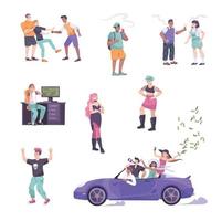 Troubled Teens Icon Set vector