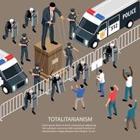 Totalitarianism System Isometric Background vector