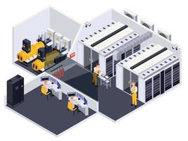 Data Center Isometric View vector