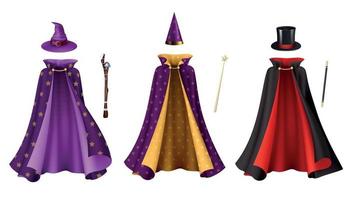 Realistic Magician Gowns Set vector