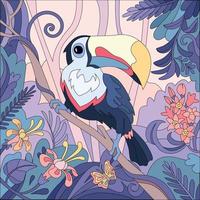 Exotic Toucan Bird Composition vector