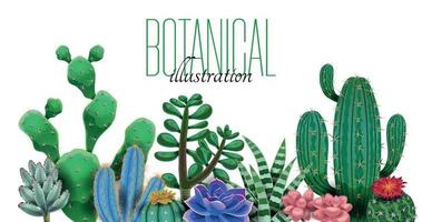 Cactus Botanical Text Composition vector