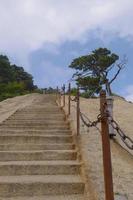 Steep ladder in Sacred taoist mountain Mount Huashan, China photo