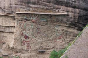 La Shao temple grotto relief painting in Tianshui Wushan China photo