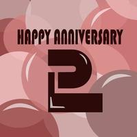 2 year anniversary with red bubbles in the background vector