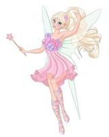 Beautiful fairy with wings and magic wand vector illustration