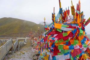 Tibetan Buddhist temple in Laji Shan Qinghai Province China photo