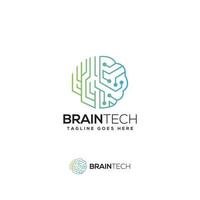 vector de diseño de logotipo moderno de tecnología cerebral