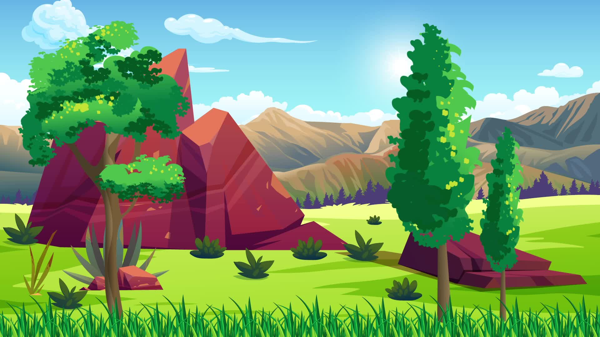 Animated Background Forest Cartoon Stock Video Footage for Free Download