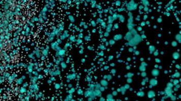 Moving glowing blue particles on a black background. video