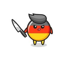 cute germany flag badge mascot holding a knife vector