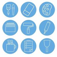 Icon Vector of Painting Tool Set Icon Part 2 - Blue Monochrome Style
