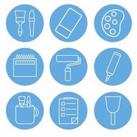 Icon Vector of Painting Tool Set Icon Part 2 - Blue Monochrome Style