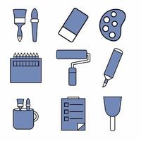 Icon Vector of Painting Tool Set Icon Part 2 - Dark Blue Style