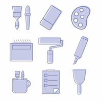 Icon Vector of Painting Tool Set Icon Part 2 - Blue Twins Style