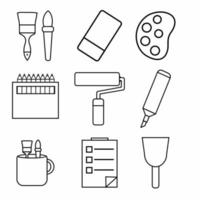 vector de icono de conjunto de herramientas de pintura icono parte 2 - estilo de línea