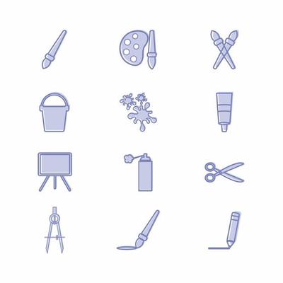 Icon Vector of Painting Set - Blue Twins Style