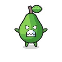 expresión airada del personaje de la mascota del aguacate. vector