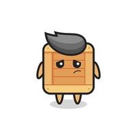 the lazy gesture of wooden box cartoon character vector