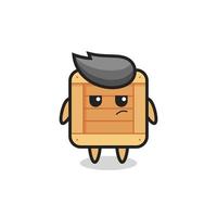 cute wooden box character with suspicious expression vector