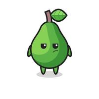 lindo personaje de aguacate con expresión sospechosa vector