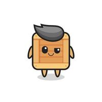 wooden box cartoon with an arrogant expression vector