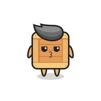 the bored expression of cute wooden box characters vector