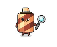 the mascot of cute wafer roll as a detective vector