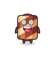 cute wafer roll character with hypnotized eyes vector