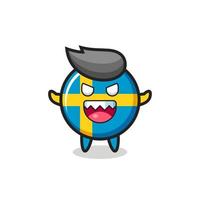 illustration of evil sweden flag badge mascot character vector