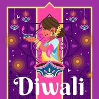 rezando el día de diwali vector