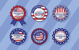 Veterans Day Sticker Collection vector