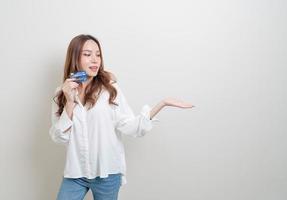 Portrait beautiful Asian woman holding credit card photo