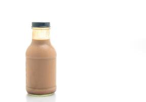 Chocolate milk in glass bottle photo