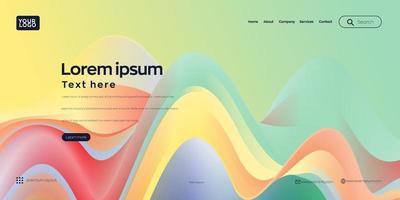 Landing page . web header background with colorful line wave vector