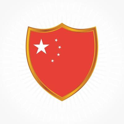 China flag vector with shield frame