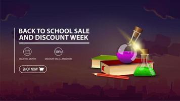 Back to school sale and discount week, discount banner vector