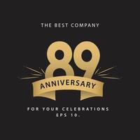 89 Years Anniversary Celebration Vector Template Design Illustration