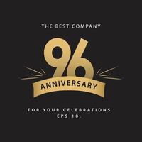 96 Years Anniversary Celebration Vector Template Design Illustration